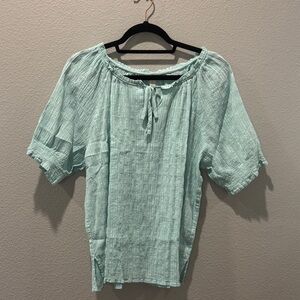 🌿 Est. 1946 (Cato) Mint Green Short Sleeve Cotton Top – Size L 🌿